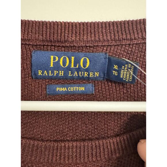 Polo Ralph Lauren Men’s Long Sleeve Sweater XL Burgandy NWT - Picture 4 of 7